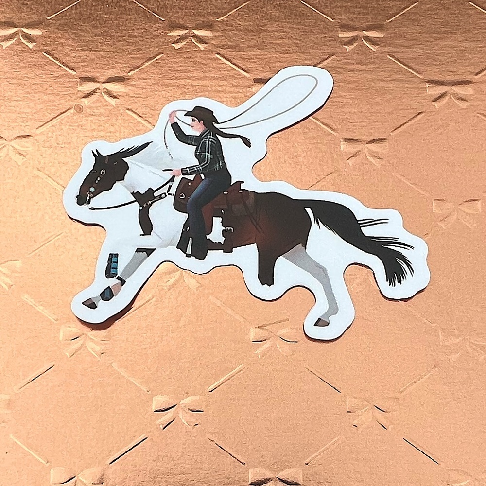 Roping Equestrian Horse Girl Horse Boy Cowboy CowGirl Single Waterproof Sticker